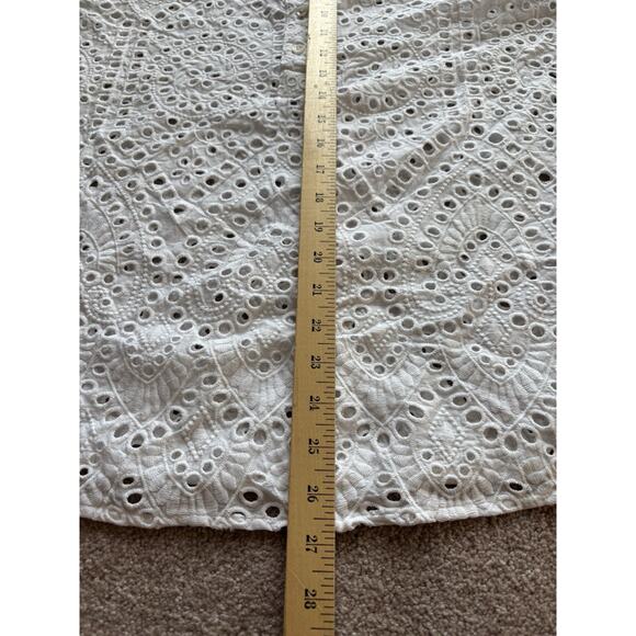 White 12 / 14 Eyelet Embroidered Shirt Top Blouse Pullover Stunning Classic - Picture 5 of 6